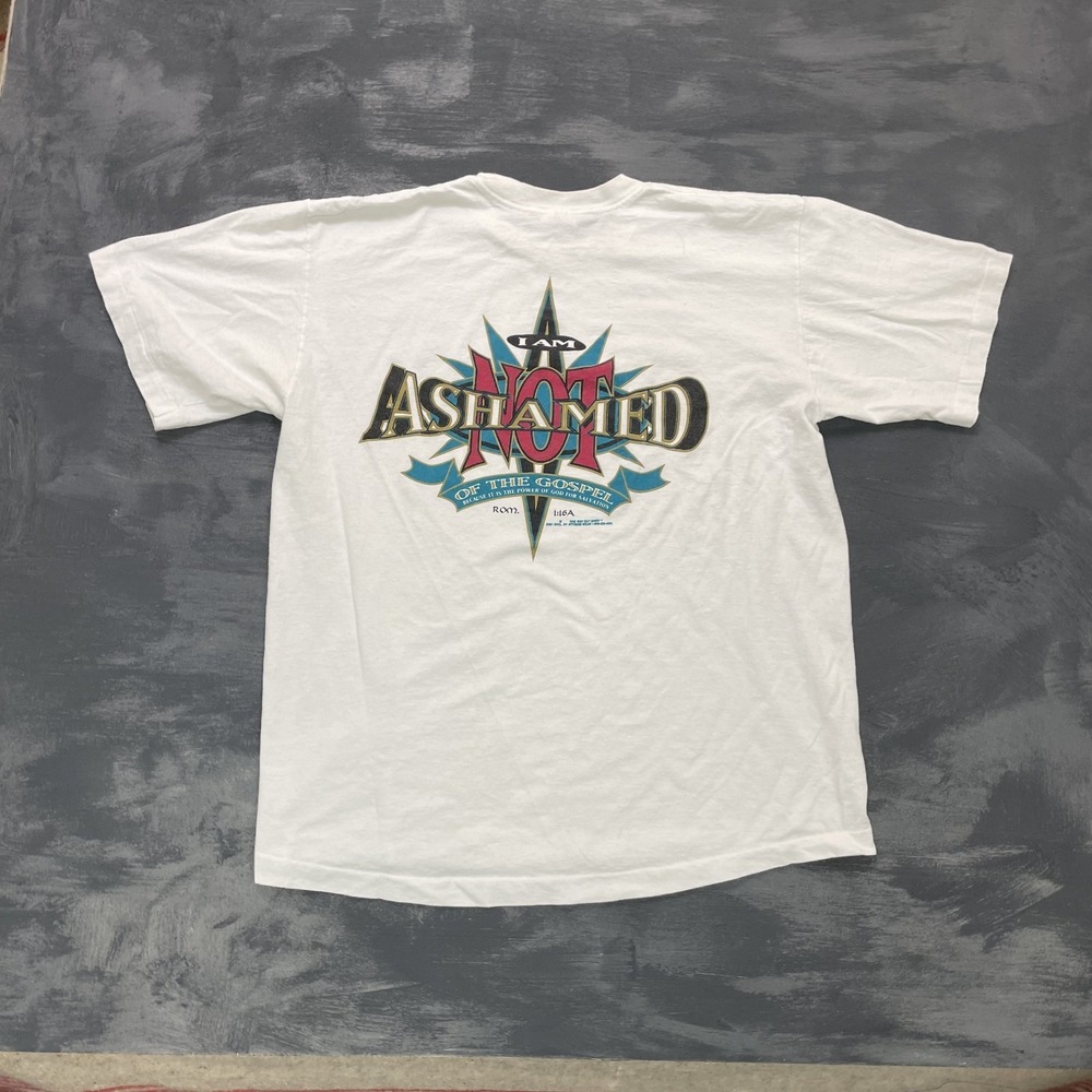 vintage I am Not‎ ashamed salvastion gospal shirt mens